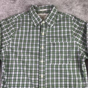 Abercrombie & Fitch Shirt Men's Large Green Plaid Button Up Muscle Fit Casual